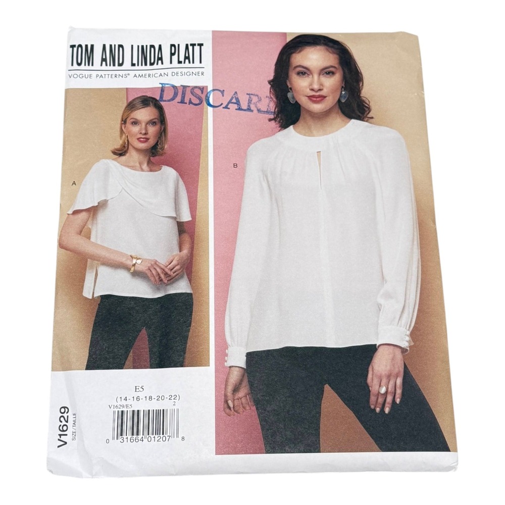 Vogue Pattern V1629 Misses Top Size 14-22 Tom Linda Platt New Uncut